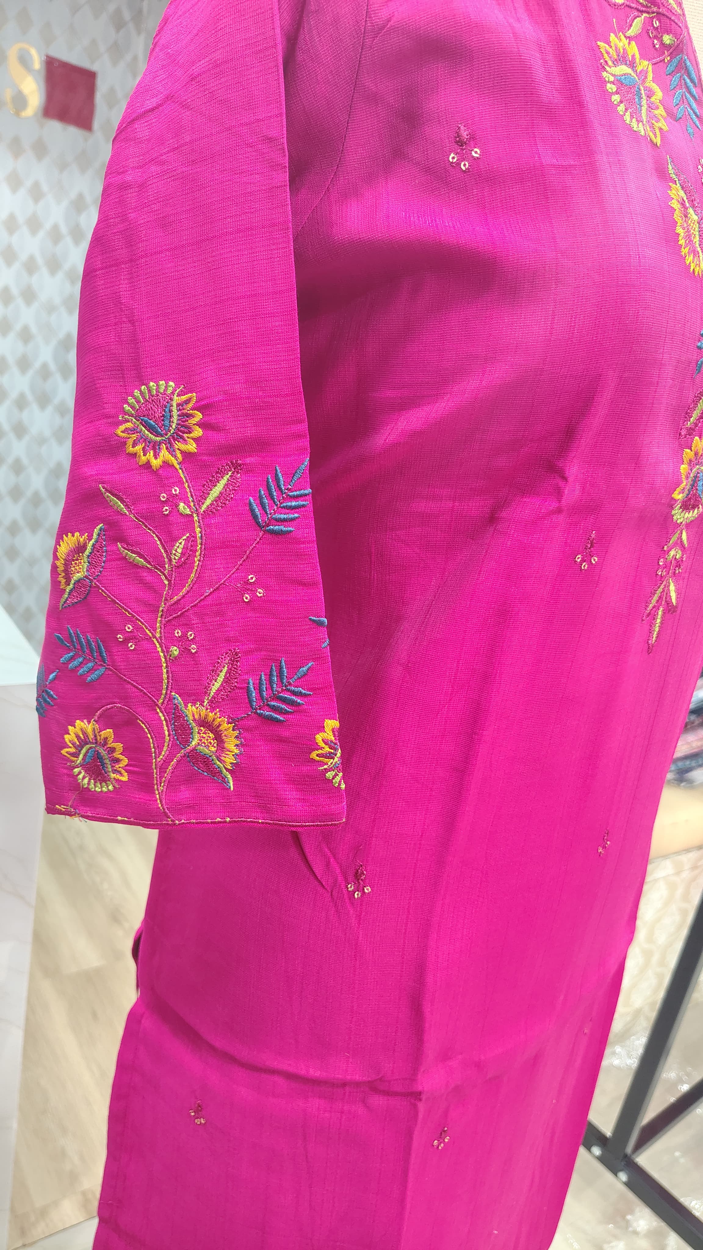 Pink Embroidered  kurti set