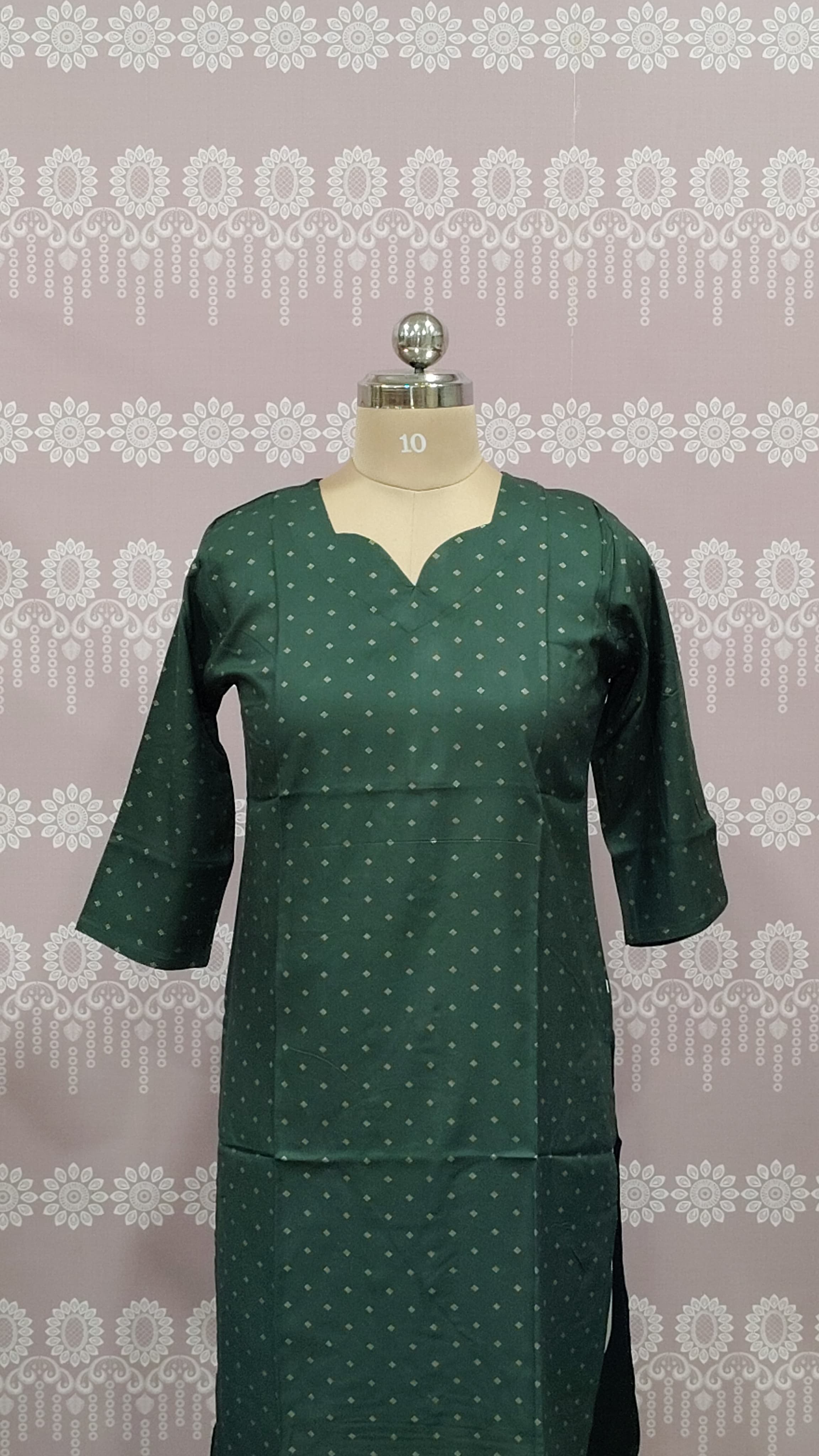 Deep green  printed top