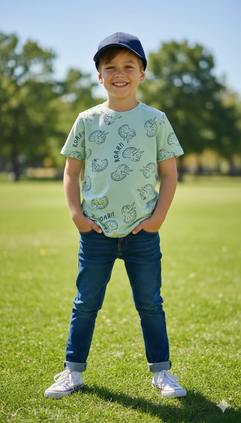 Kids Dino Printed T-Shirt