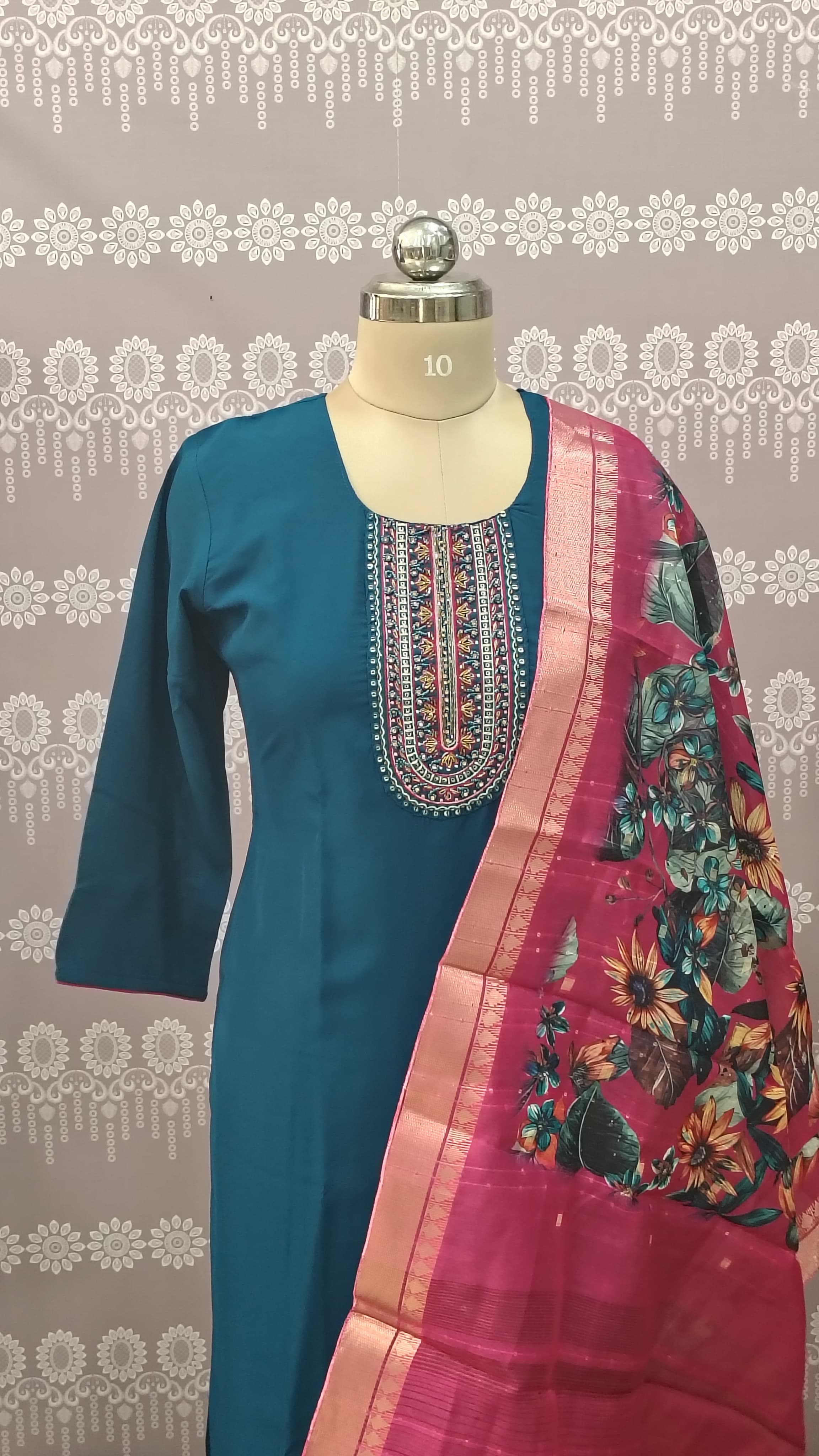 Deep teal kurthi set