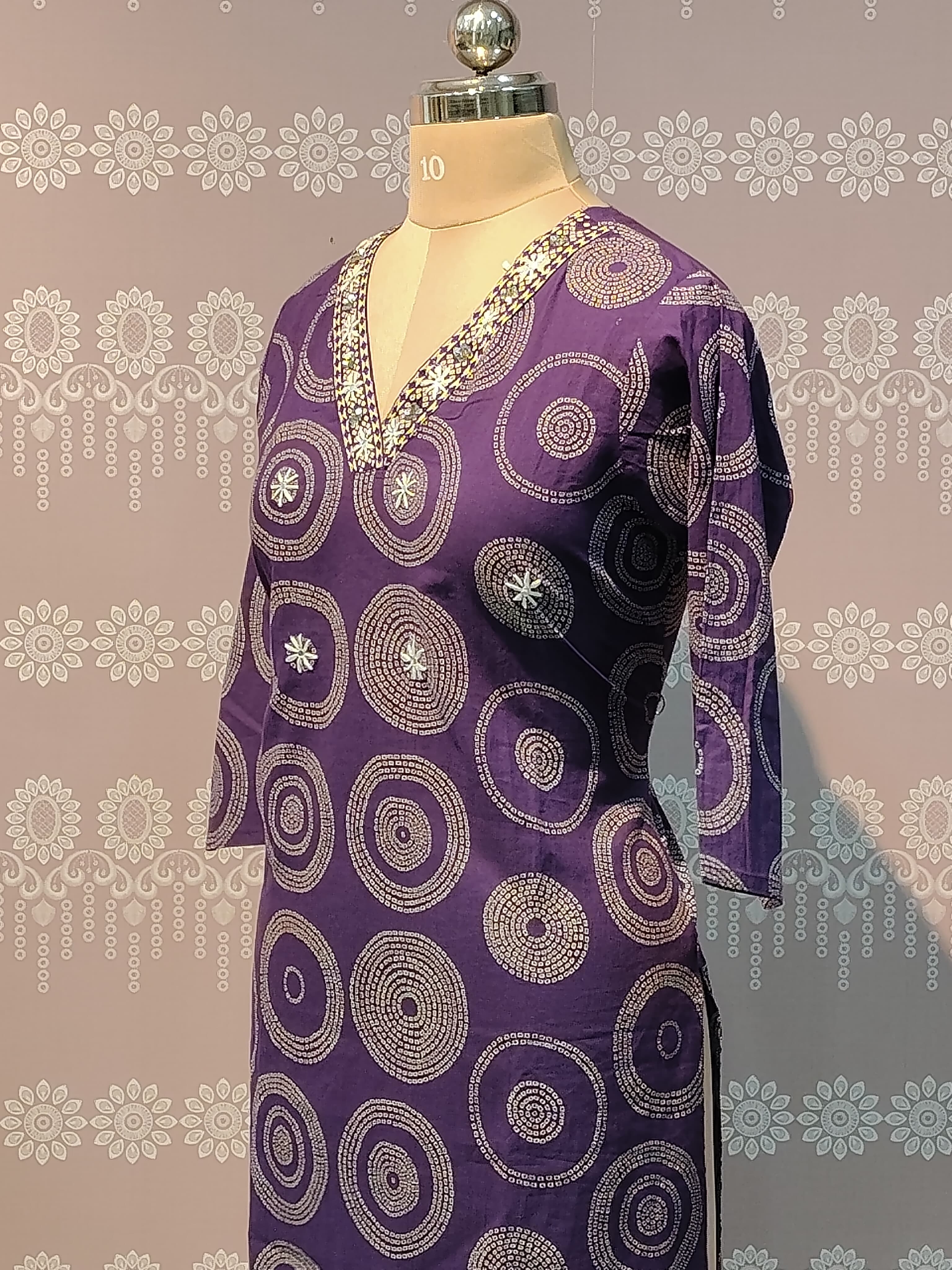Cotton purple printed salary set