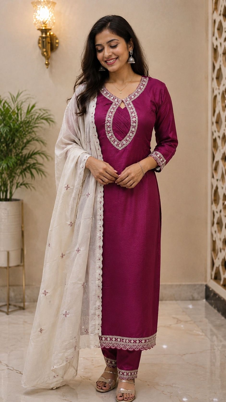 Elegant pink kurti set