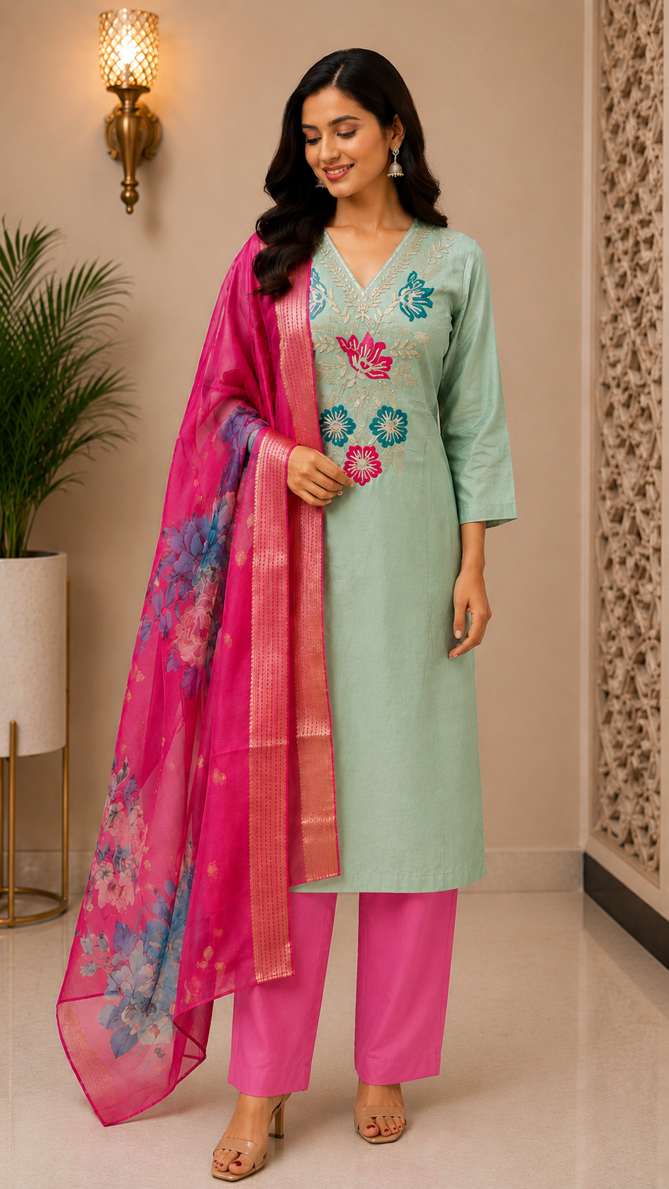 Elegant Mint Green kurti set
