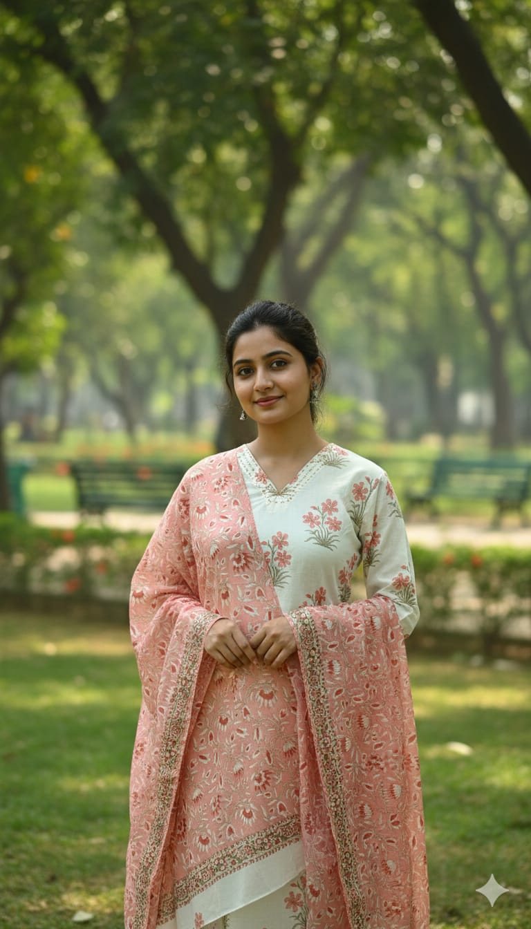 Cotton printed kurthi set