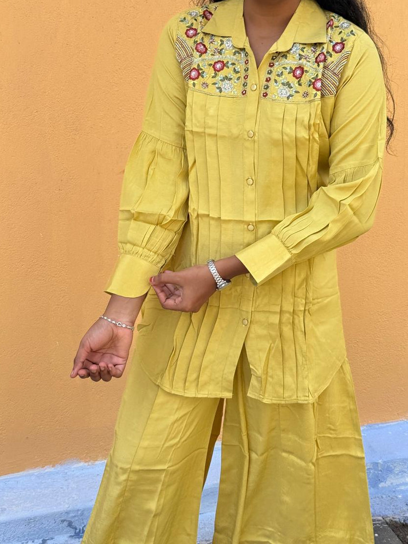 Mustard Yellow Embroidered Co-Ord Set