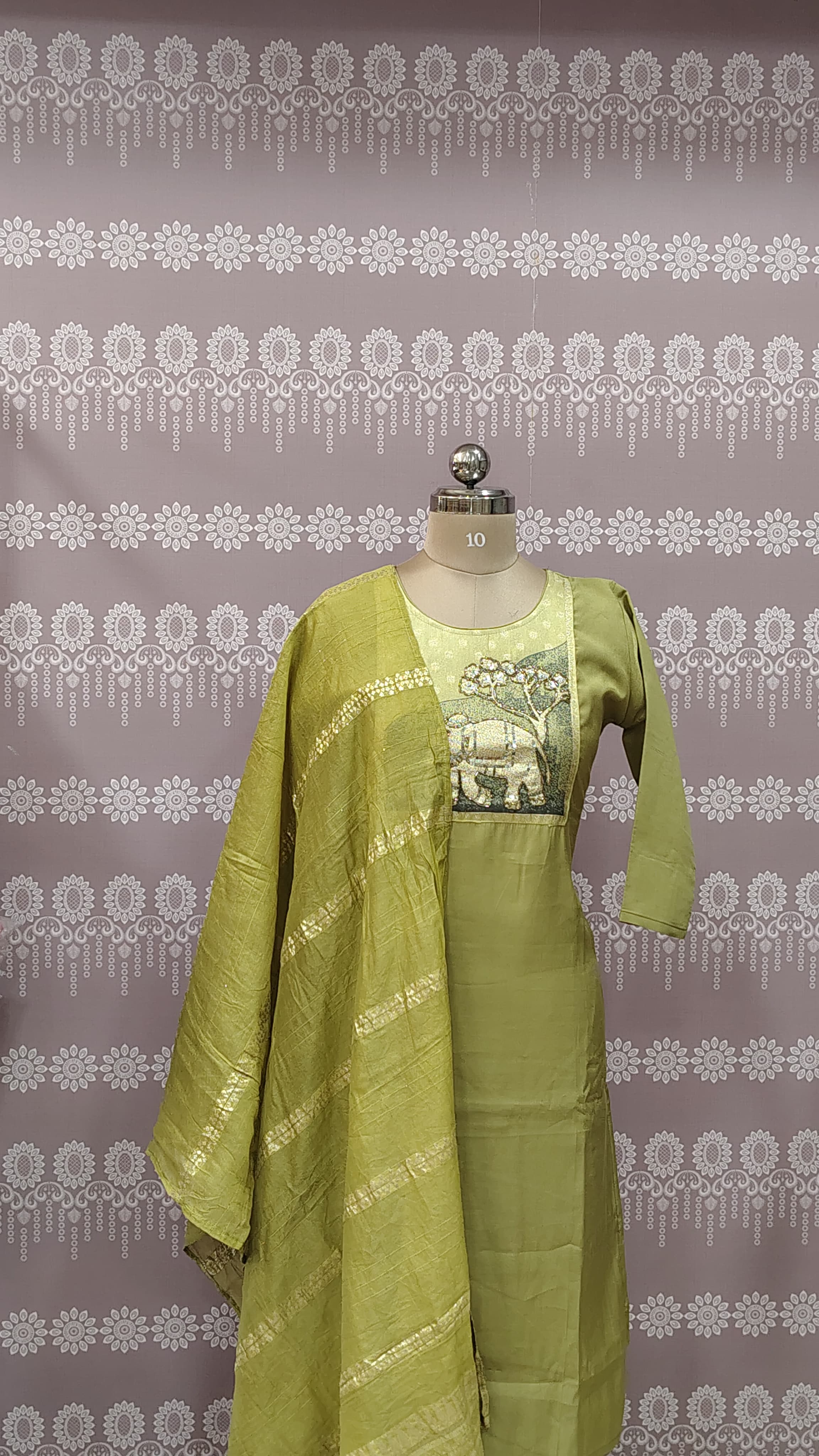 Pista green kurti set